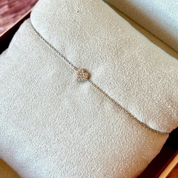 Shane Co. Diamond Pave 14k White Gold Heart Bracelet - Picture 1 of 11